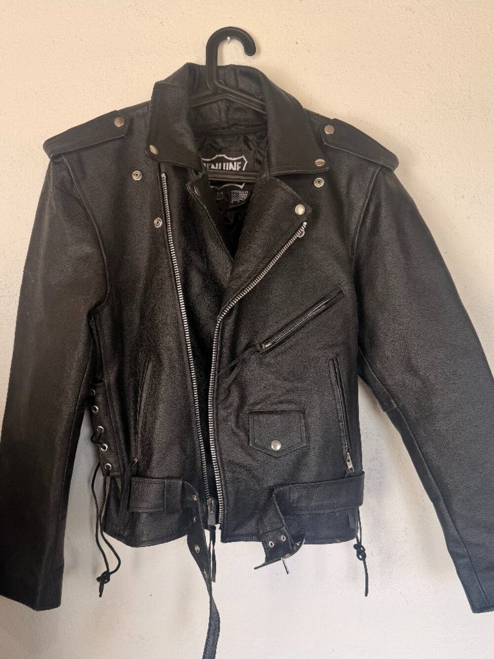 Genuine Leather (Brand Name) Heavy-Duty Motorcycle Jacket